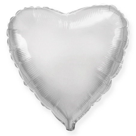Фольгированный серебряный шар "Сердце" (45 см.) с гелием - фото 112989