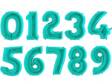 Большие фольгированные цифры с гелием, цвет "Тиффани" - фото 130242