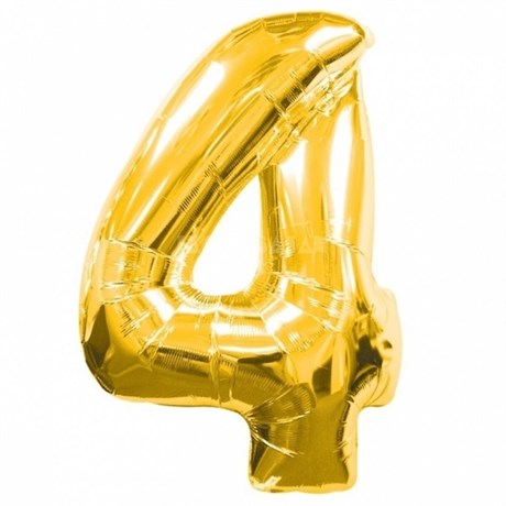 Фольгированный шар "большая цифра "4" золотая с гелием - фото 137502