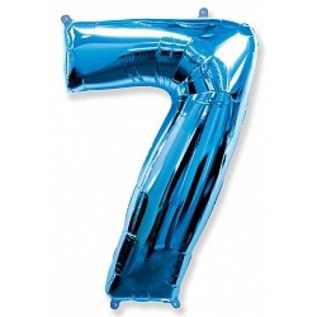 Фольгированный шар "большая цифра "7" синяя с гелием - фото 140490
