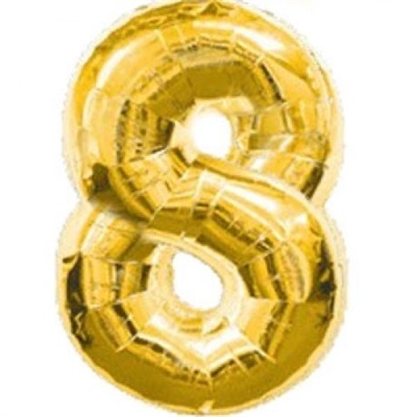 Фольгированный шар "большая цифра "8" золотая с гелием - фото 140917