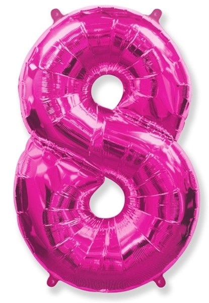 Фольгированный шар "большая цифра "8" розовая с гелием - фото 143137