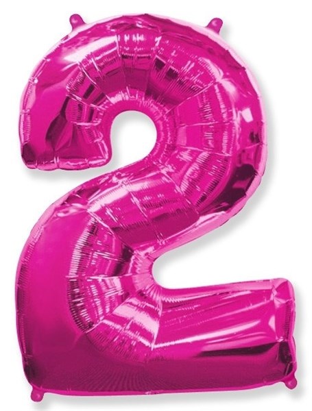 Фольгированный шар "большая цифра "2" розовая с гелием - фото 144379