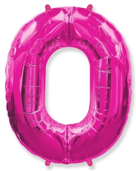 Фольгированный шар "большая цифра "0" розовая с гелием - фото 147366