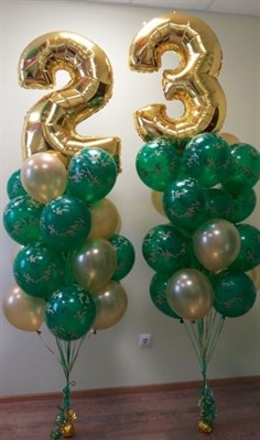 Композиция №50 из зеленых и золотых шаров с цифрами - фото 33038