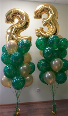 Композиция №50 из зеленых и золотых шаров с цифрами - фото 33822