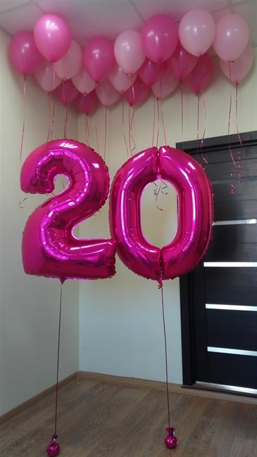 Композиция №56 из розовых шаров с цифрами - фото 36727