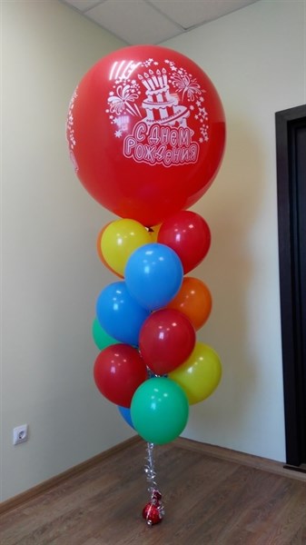 Композиция  №52 из цветных шаров и большим шаром - фото 38590