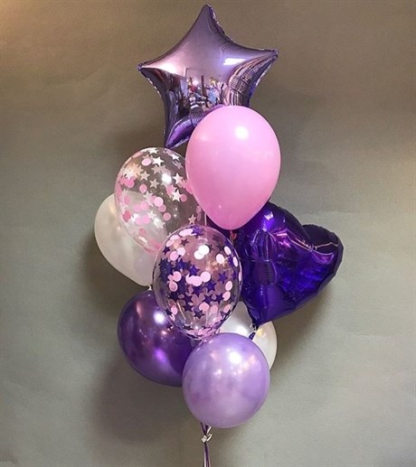 Композиция из шаров №76 с фиолетовыми и сиреневыми шарами - фото 40411