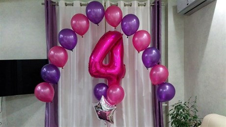 Композиция из шаров №65 с розовыми и фиолетовыми шарами - фото 40889