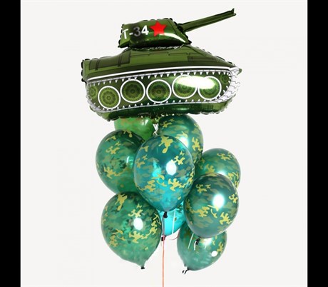 Композиция №169 из шаров милитари с танком - фото 43661