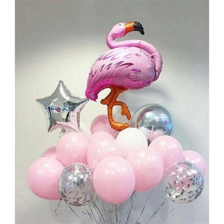 Композиция №96 с шаром "Фламинго" и звездой - фото 45267