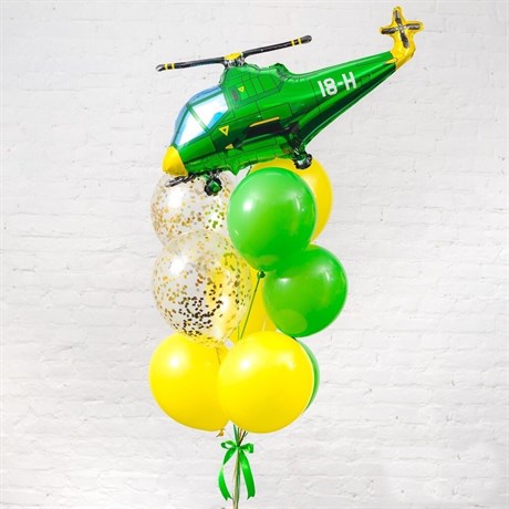 Композиция №128 с шаром "Вертолет" и шарами с конфетти - фото 49912