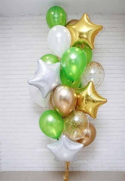 Композиция №132 со звездами и шарами с конфетти - фото 50836