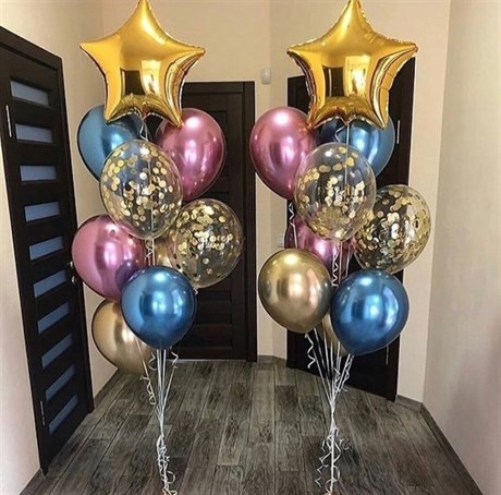 Композиция №316 со звездами и шарами с конфетти - фото 65358