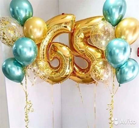 Композиция №371 с цифрами и шарами с конфетти - фото 68230