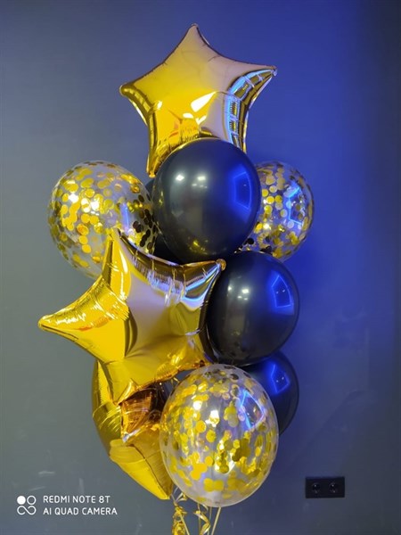 Композиция №415 со звездами и шарами с конфетти - фото 84081