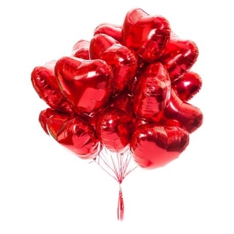 Облако из 15 Фольгированных шаров сердец с гелием - фото 87210