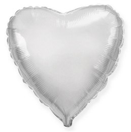 Фольгированный серебряный шар "Сердце" (45 см.) с гелием