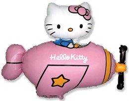 Hallo Kitti на самолете, фольгированный шар с гелием 10 м.