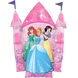 Замок с принцессами, фольгированный шар с гелием 88см.