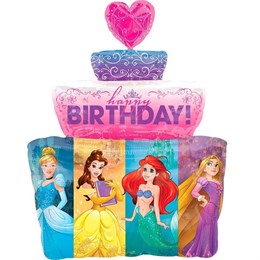 Замок с принцессами "С Днем Рождения", фольгированный шар с гелием 88 см