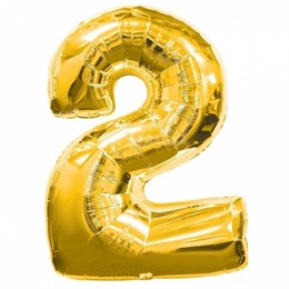 Фольгированный шар "большая цифра "2" золотая с гелием