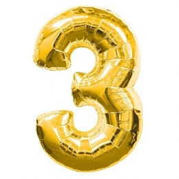 Фольгированный шар "большая цифра "3" золотая с гелием