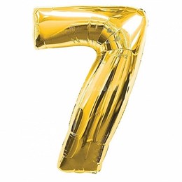 Фольгированный шар "большая цифра "7" золотая с гелием