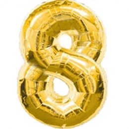 Фольгированный шар "большая цифра "8" золотая с гелием