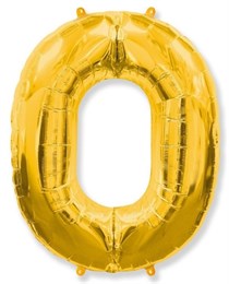 Фольгированный шар "большая цифра "0" золотая с гелием