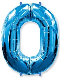 Фольгированный шар "большая цифра "0" синяя с гелием