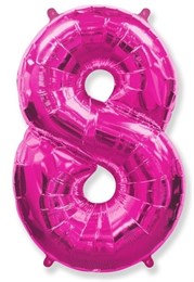 Фольгированный шар "большая цифра "8" розовая с гелием