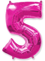 Фольгированный шар "большая цифра "5" розовая с гелием