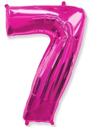 Фольгированный шар "большая цифра "7" розовая с гелием