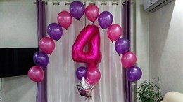 Композиция из шаров №65 с розовыми и фиолетовыми шарами