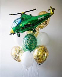 Композиция №88 с шаром "Вертолет" и шарами с конфетти