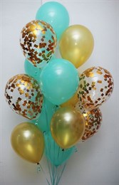 Композиция №163 с голубыми и золотыми шарами