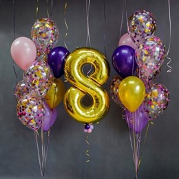 Композиция №368 с цифрой и шарами с конфетти