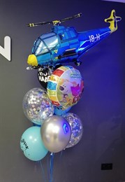 Композиция шаров №418 с вертолетом и шарами с конфетти