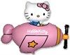 Hallo Kitti на самолете, фольгированный шар с гелием 10 м. - фото 118735