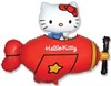 Hallo Kitti на самолете, фольгированный шар с гелием 10 м. - фото 118736