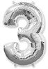 Фольгированный шар "большая цифра "3" серебряная с гелием - фото 131948
