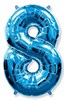 Фольгированный шар "большая цифра "8" синяя с гелием - фото 141353