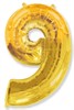 Фольгированный шар "большая цифра "9" золотая с гелием - фото 141804