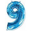 Фольгированный шар "большая цифра "9" синяя с гелием - фото 142238