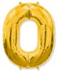 Фольгированный шар "большая цифра "0" золотая с гелием - фото 142680