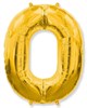 Фольгированный шар "большая цифра "0" золотая с гелием - фото 142681