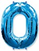 Фольгированный шар "большая цифра "0" синяя с гелием - фото 143095