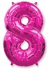 Фольгированный шар "большая цифра "8" розовая с гелием - фото 143526